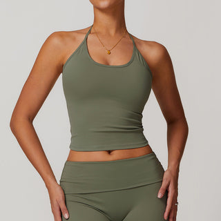 Nordic-wellness Halter Neck Top - Dusty Green