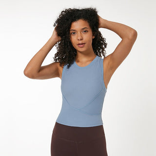 Nordic-wellness Cropped Rib Tank Top - Steel Blue