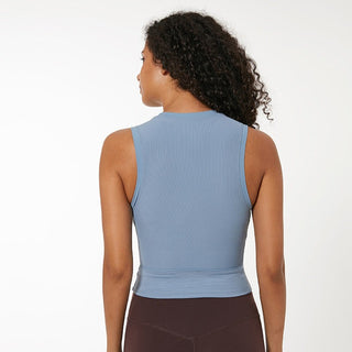 Nordic-wellness Cropped Rib Tank Top - Steel Blue