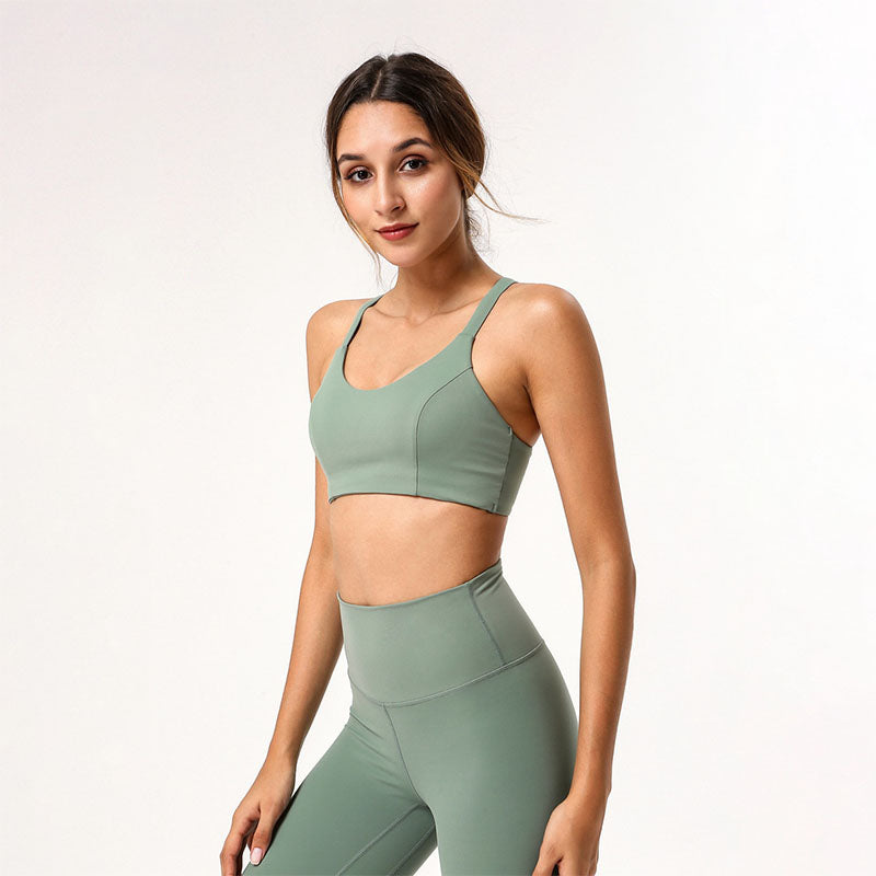 Nordic-wellness Cross Back Sports-BH & 7/8 Leggings - Dusty Green